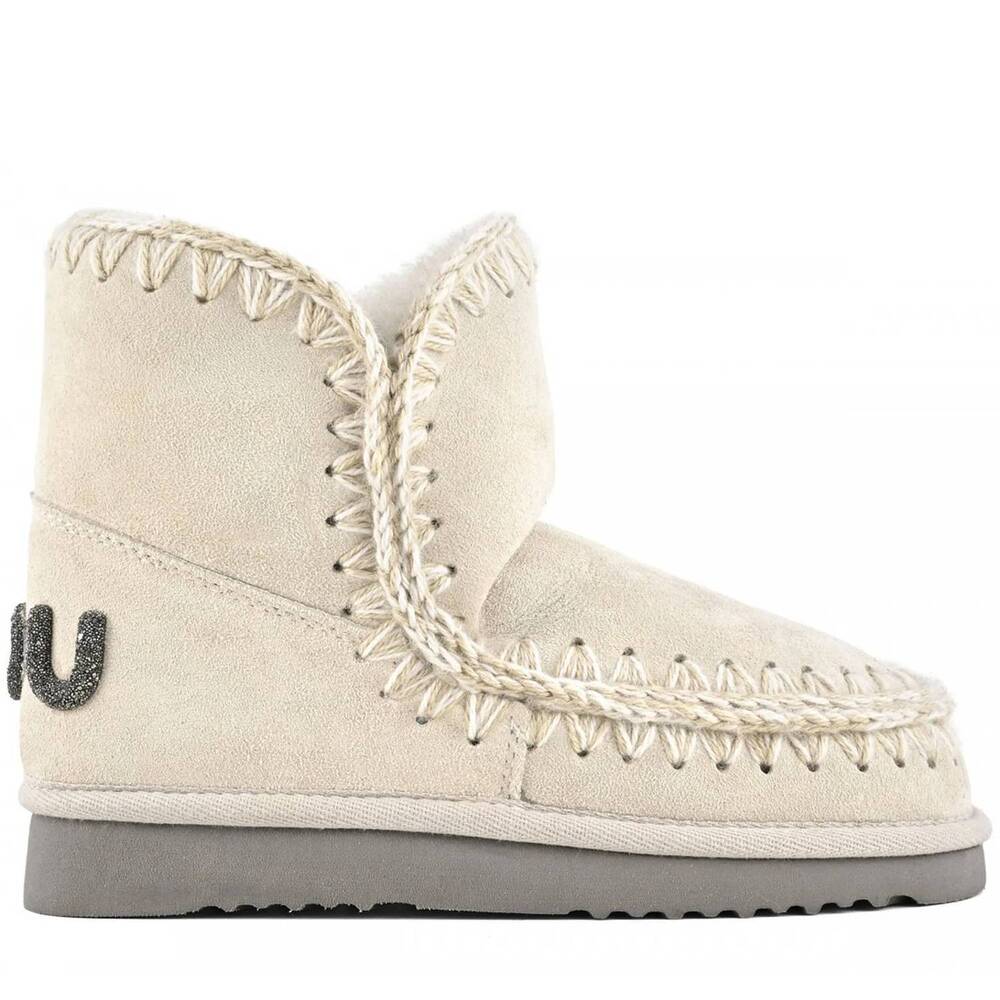 NEW MOU women's eskimo 18 glitter logo ankle boots in chalk